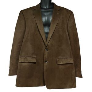 Chaps Brown Micro-Suede Suit Jacket Sports Coat Blazer Men’s 46L